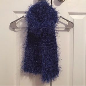 Handmade Fuzzy Blue Scarf